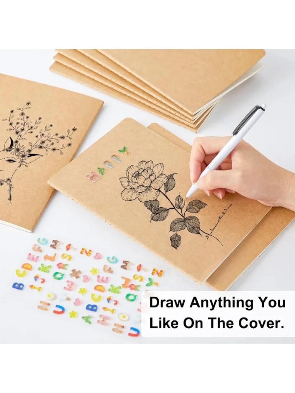 60 Pack Kraft Notebooks - Lined Travel Journals for Writing, Office & School